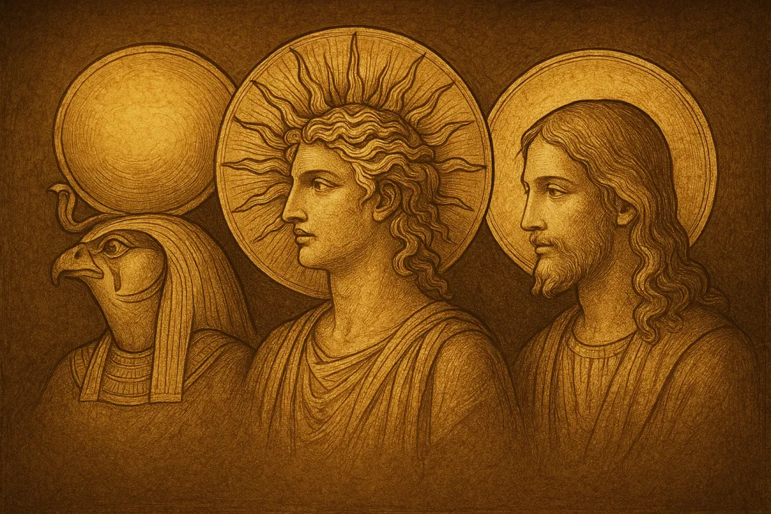 Auréolas dos deuses-sol e de Cristo