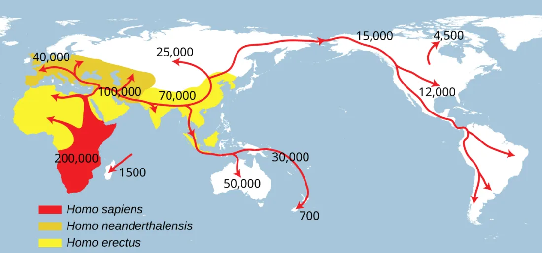 Mapa das migrações humanas a partir da África